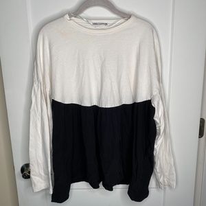⚡️⚡️LAST CHANCE⚡️Zara Oversized Babydoll Peplum Long Sleeve Colorblock Top Shirt